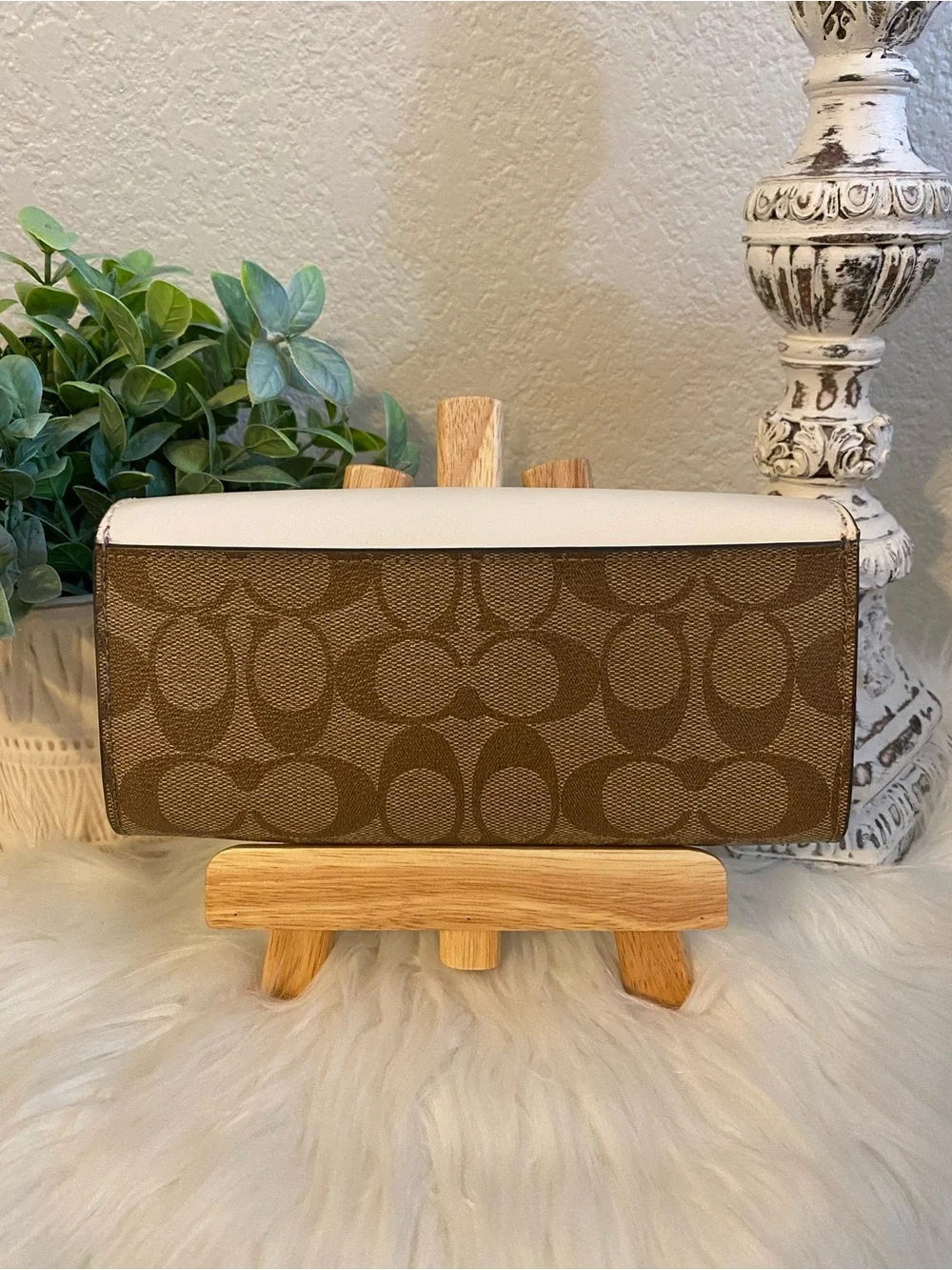 Coach Two-Tone Signature Canvas Wallet - Cream/Brown